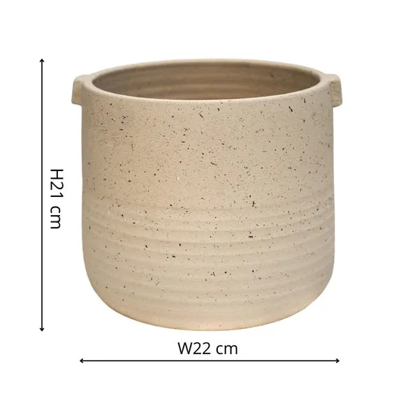Handled Plant Pot - Oatmeal, Terrazzo