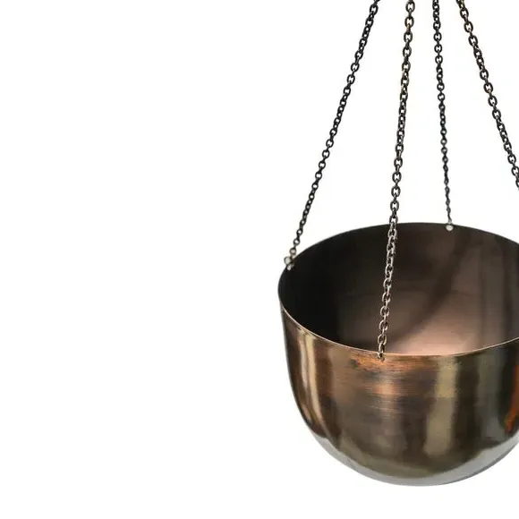 Hanging Plant Pot - Mocha, Spun Metal
