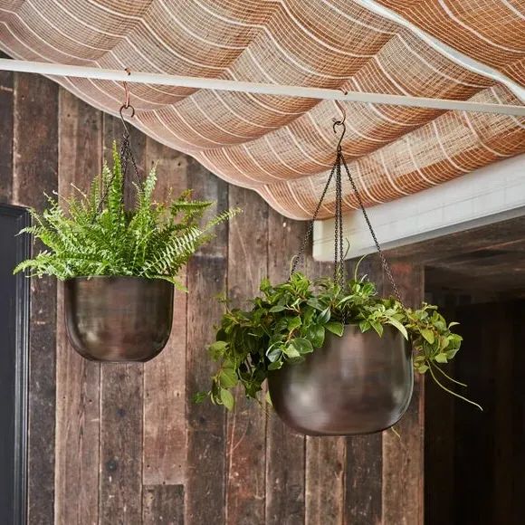 Hanging Plant Pot - Mocha, Spun Metal