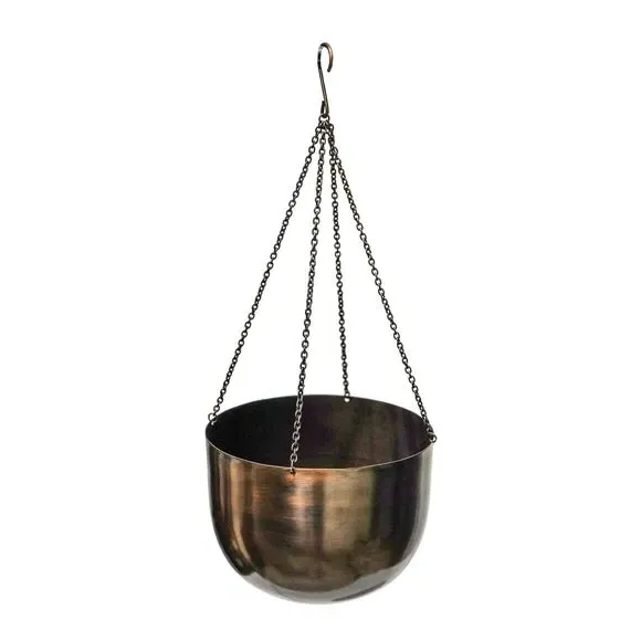 Hanging Plant Pot - Mocha, Spun Metal image