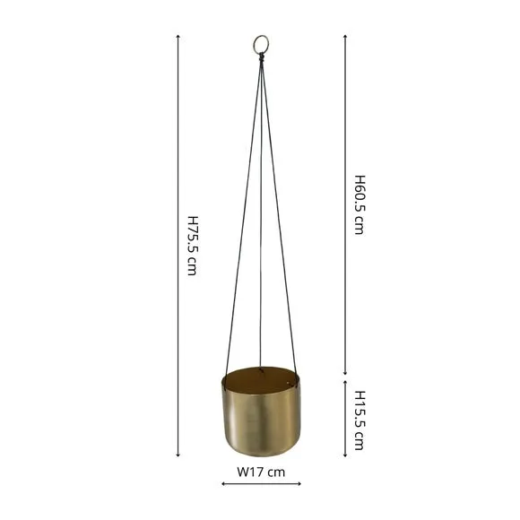 Hanging Plant Pot with Hook - Brass, Metal