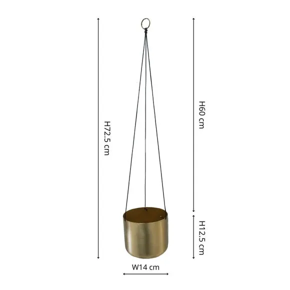 Hanging Plant Pot with Hook - Brass, Metal