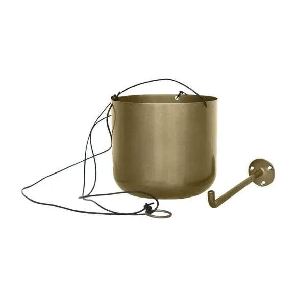 Hanging Plant Pot with Hook - Brass, Metal