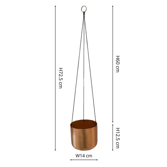 Hanging Plant Pot with Hook - Copper, Metal