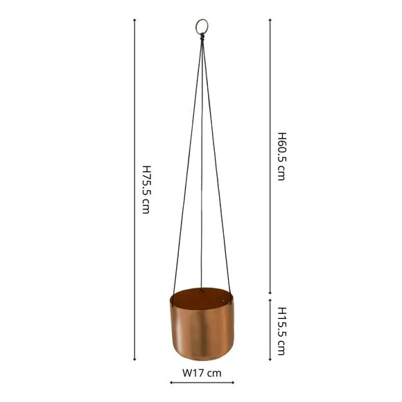 Hanging Plant Pot with Hook - Copper, Metal