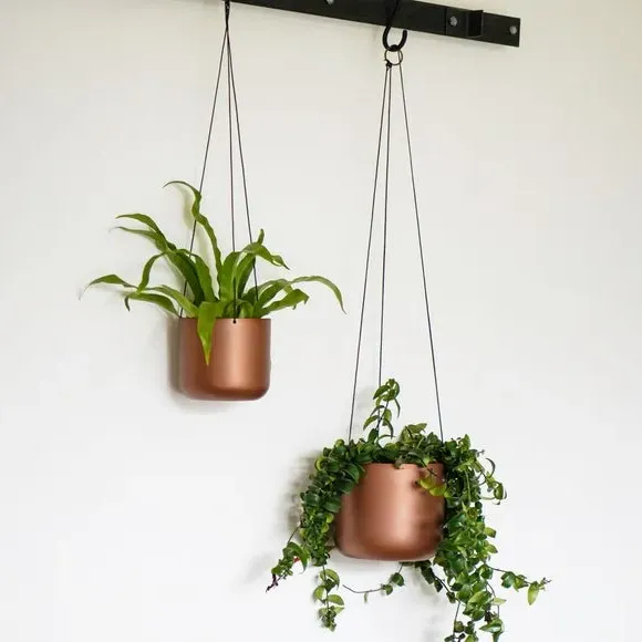 Hanging Plant Pot with Hook - Copper, Metal
