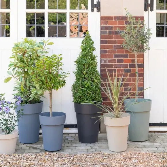 High Planter with Drainage - Natural, Plastic