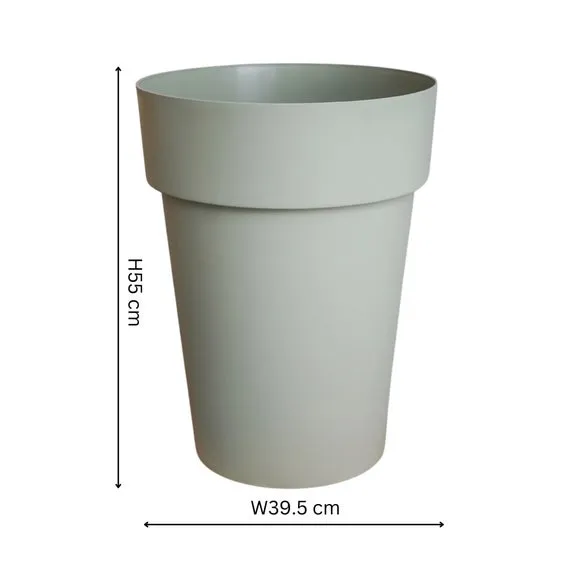 High Planter with Drainage - Sage, Plastic
