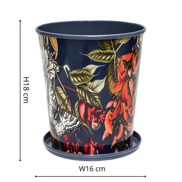 Indoor Planter with Saucer - Navy, Metal