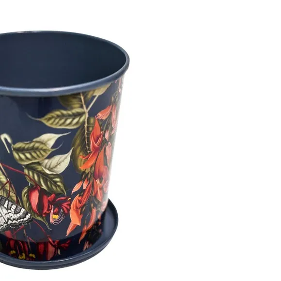 Indoor Planter with Saucer - Navy, Metal