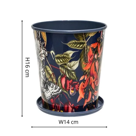 Indoor Planter with Saucer - Navy, Metal