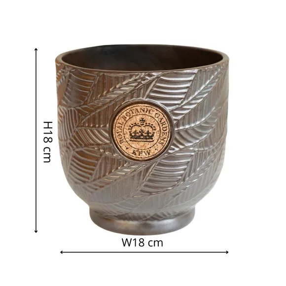 Leaf Embossed Plant Pot - Charcoal, Cork
