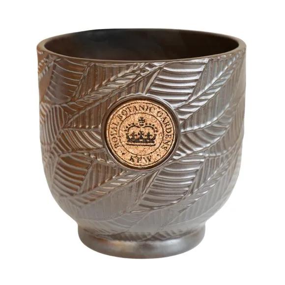 Leaf Embossed Plant Pot - Charcoal, Cork