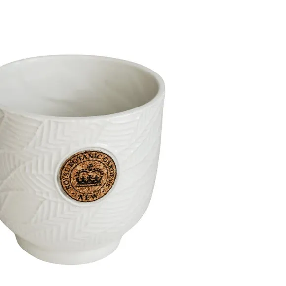 Leaf Embossed Plant Pot - Ivory, Cork