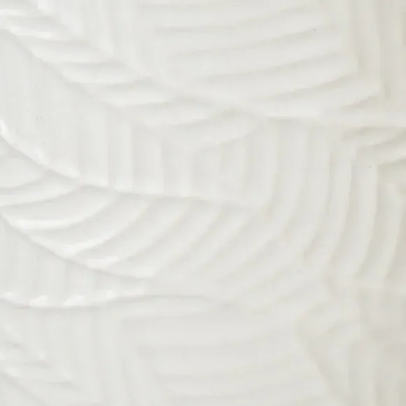 Leaf Embossed Plant Pot - Ivory, Cork