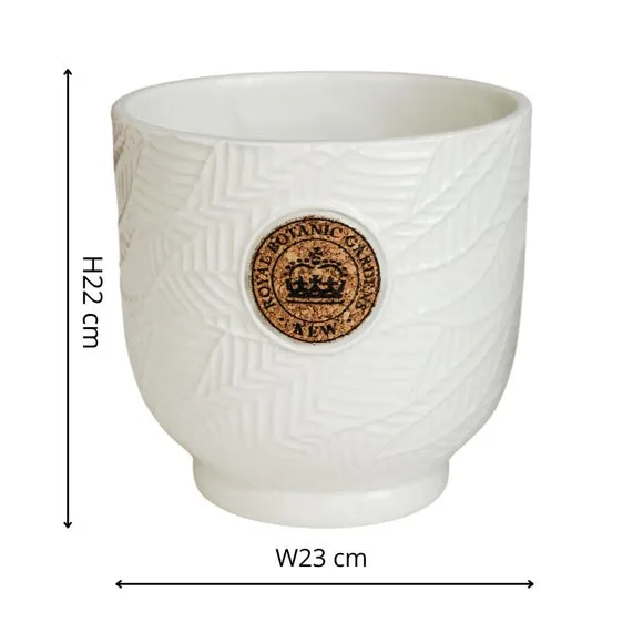 Leaf Embossed Plant Pot - Ivory, Cork
