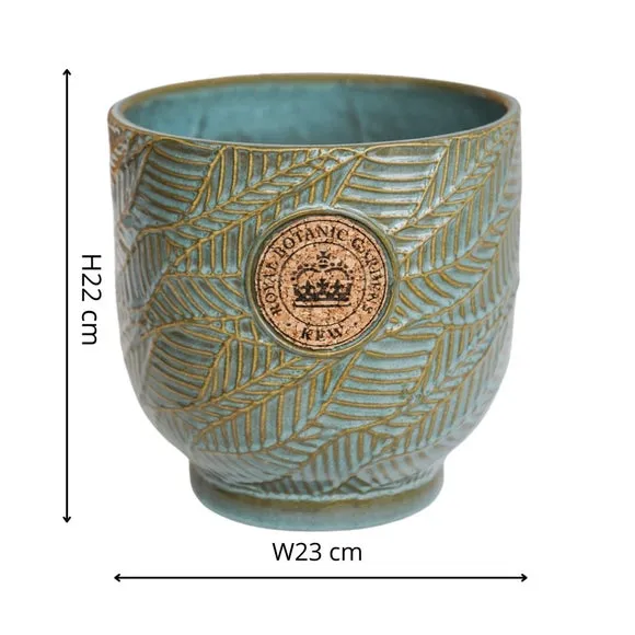 Leaf Embossed Plant Pot - Light Moss, Cork