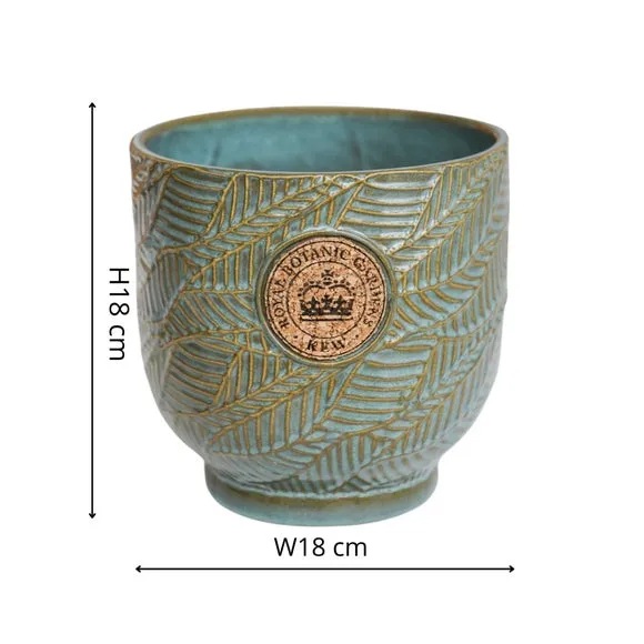 Leaf Embossed Plant Pot - Light Moss, Cork