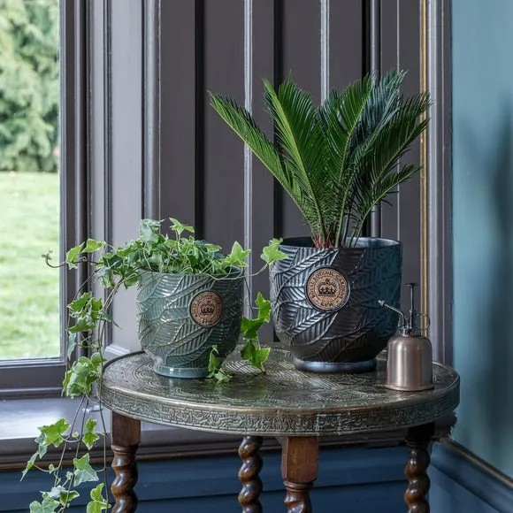 Leaf Embossed Plant Pot - Light Moss, Cork