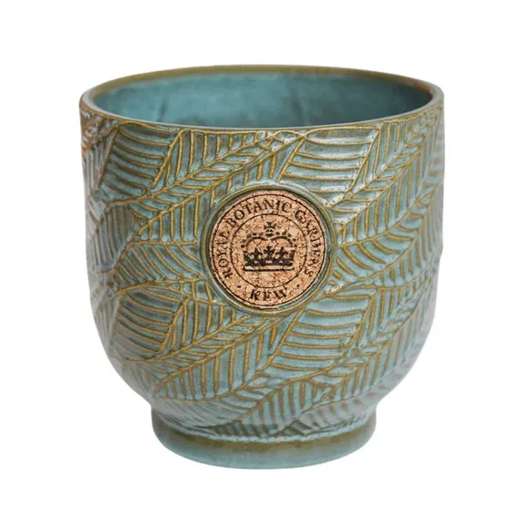 Leaf Embossed Plant Pot - Light Moss, Cork