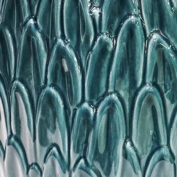 Leaf Embossed Plant Pot - Teal