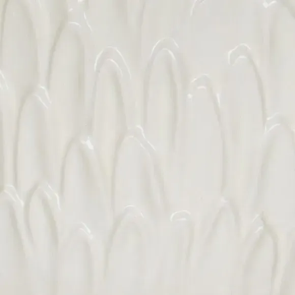 Leaf Embossed Plant Pot - White