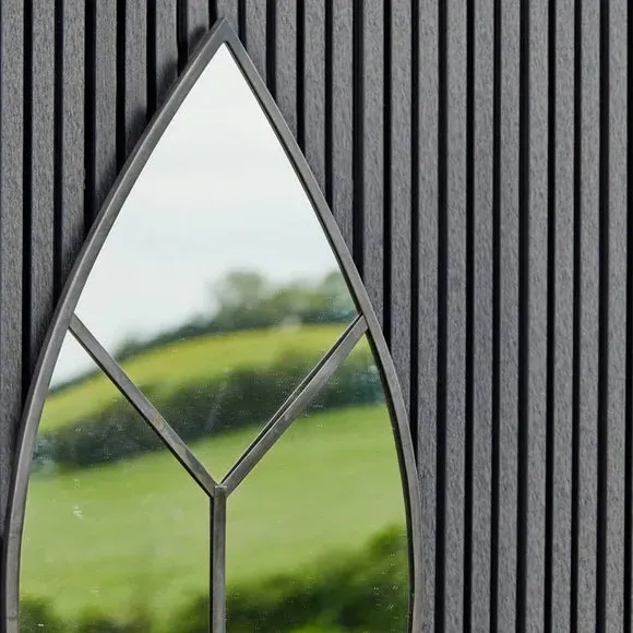 Leaf-Shaped Wall Mirror - Black, Steel