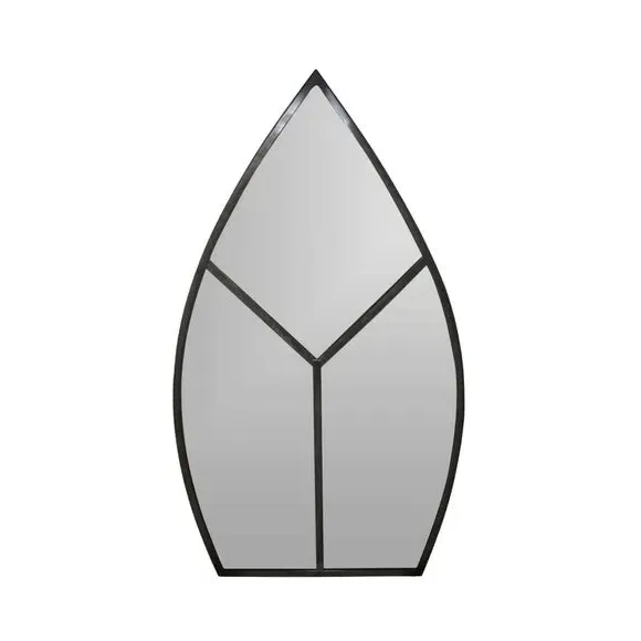 Leaf-Shaped Wall Mirror - Black, Steel