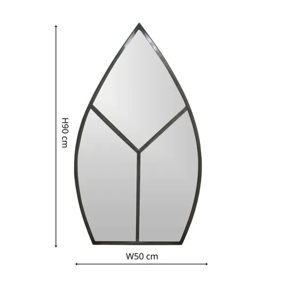 Leaf-Shaped Wall Mirror - Black, Steel