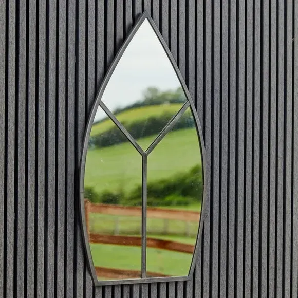 Leaf-Shaped Wall Mirror - Black, Steel image