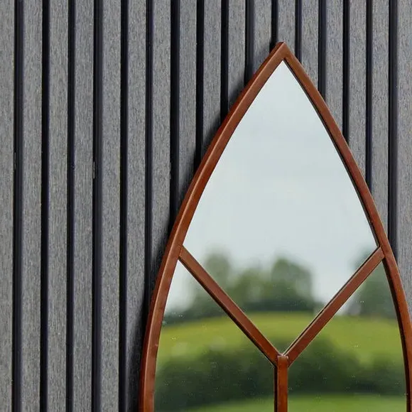 Leaf-Shaped Wall Mirror - Rust, Steel