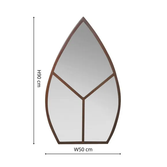 Leaf-Shaped Wall Mirror - Rust, Steel