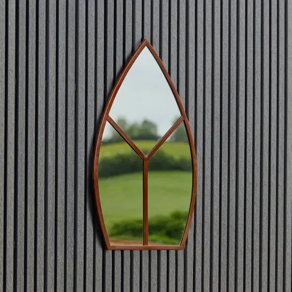 Leaf-Shaped Wall Mirror - Rust, Steel