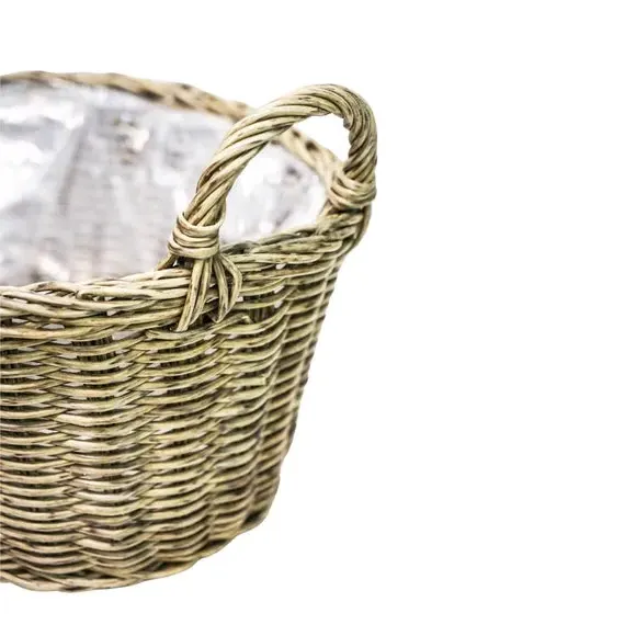 Lined Basket Plant Pot - Natural, Polyrattan