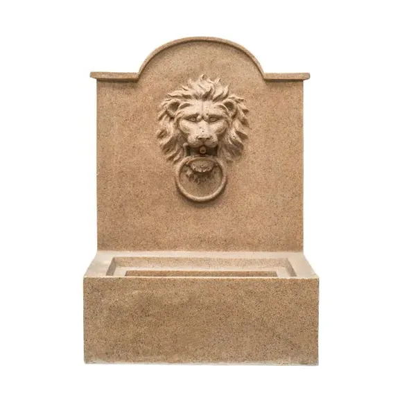 Lion Head Water Feature with LED - Sandstone