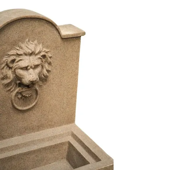 Lion Head Water Feature with LED - Sandstone