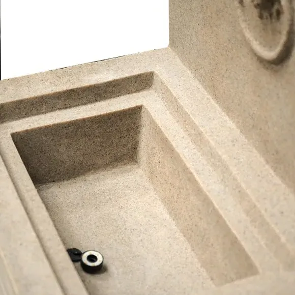 Lion Head Water Feature with LED - Sandstone