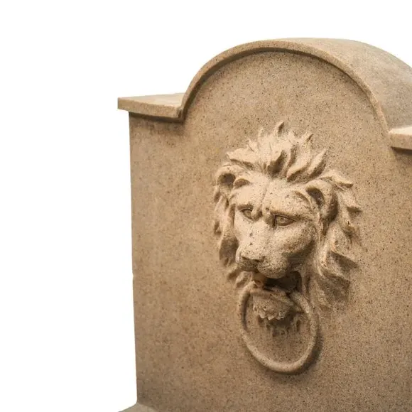 Lion Head Water Feature with LED - Sandstone