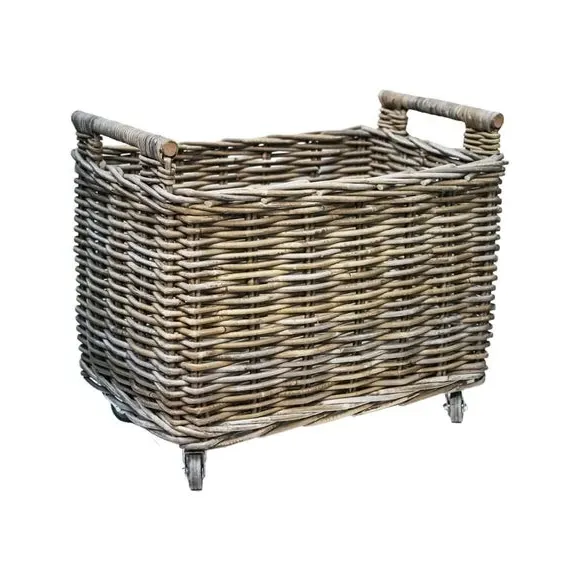 Log Cart with Wheels - Natural, Rattan