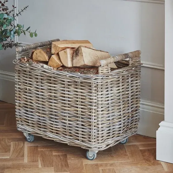 Log Cart with Wheels - Natural, Rattan image