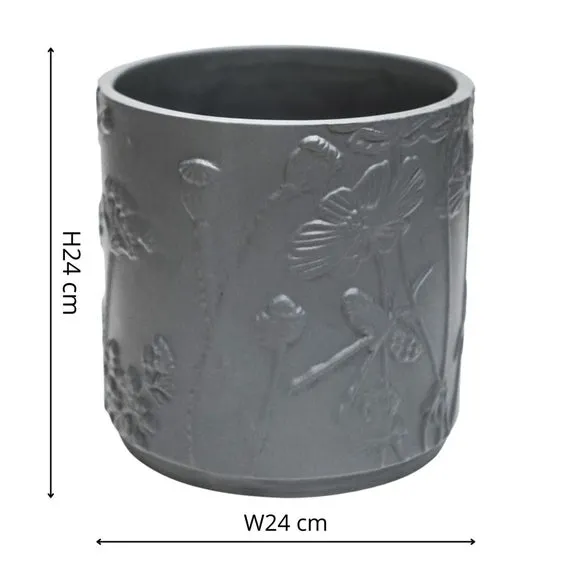 Meadow Plant Pot - Grey, Stoneware