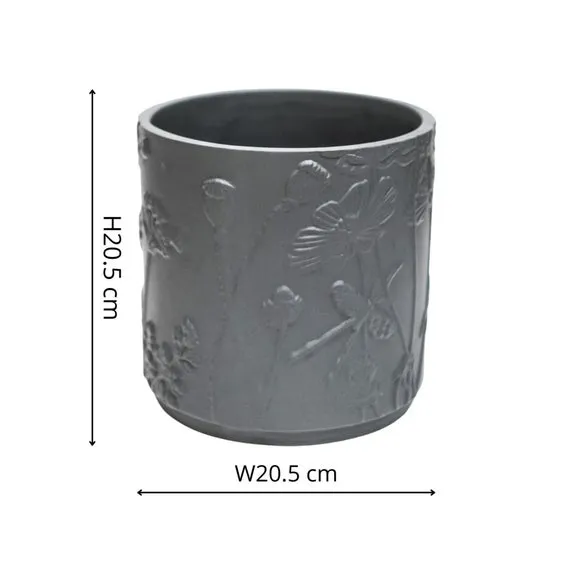 Meadow Plant Pot - Grey, Stoneware
