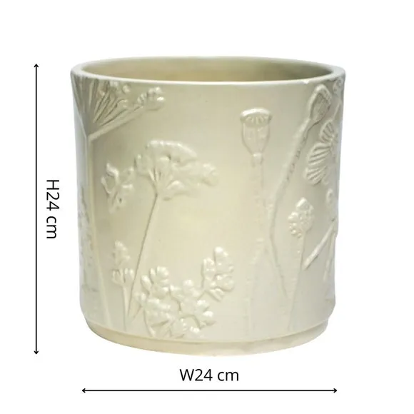 Meadow Plant Pot - Ivory, Stoneware
