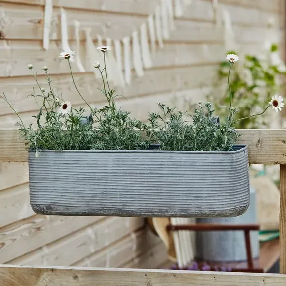 Metal Window Box with Hook - Grey, Iron image