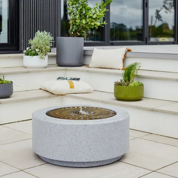 Outdoor Water Feature with LED Lights - Light Grey