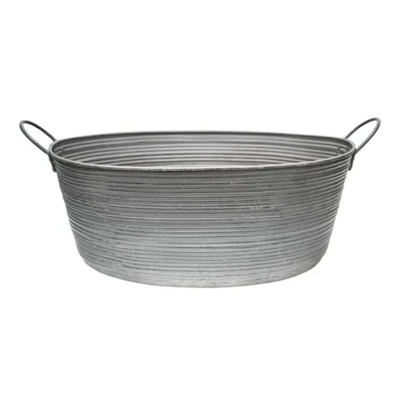 Oval Plant Pot with Handles - Grey, Iron