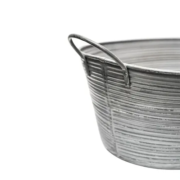 Oval Plant Pot with Handles - Grey, Iron