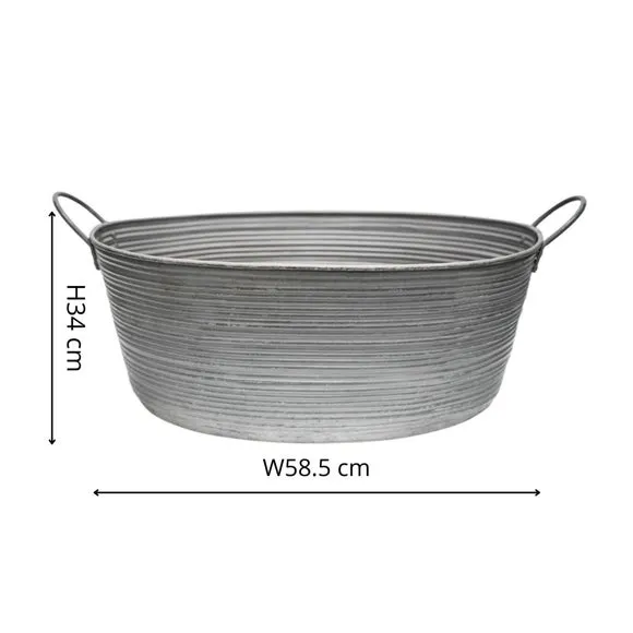 Oval Plant Pot with Handles - Grey, Iron