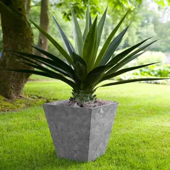 Plant Pot with Drainage - Grey, Artstone