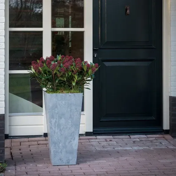 Plant Pot with Drainage - Grey, Artstone